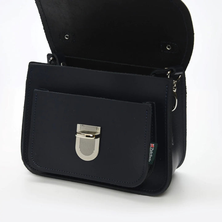 Zatchels Handmade Leather Luna Navy Small Handbag