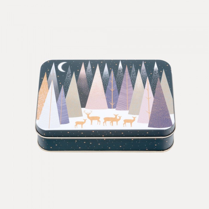 Frosted Pines Small Rectangular Tin by Sara Miller