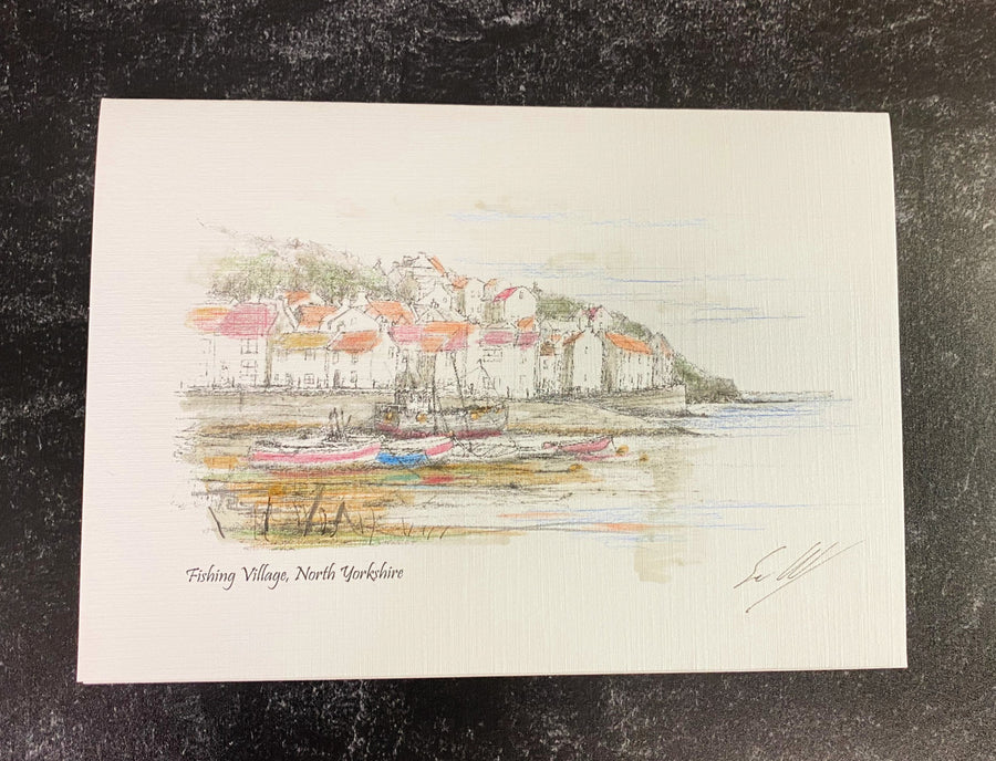 Fishing Village, North Yorkshire Card by British artist Sean Webb