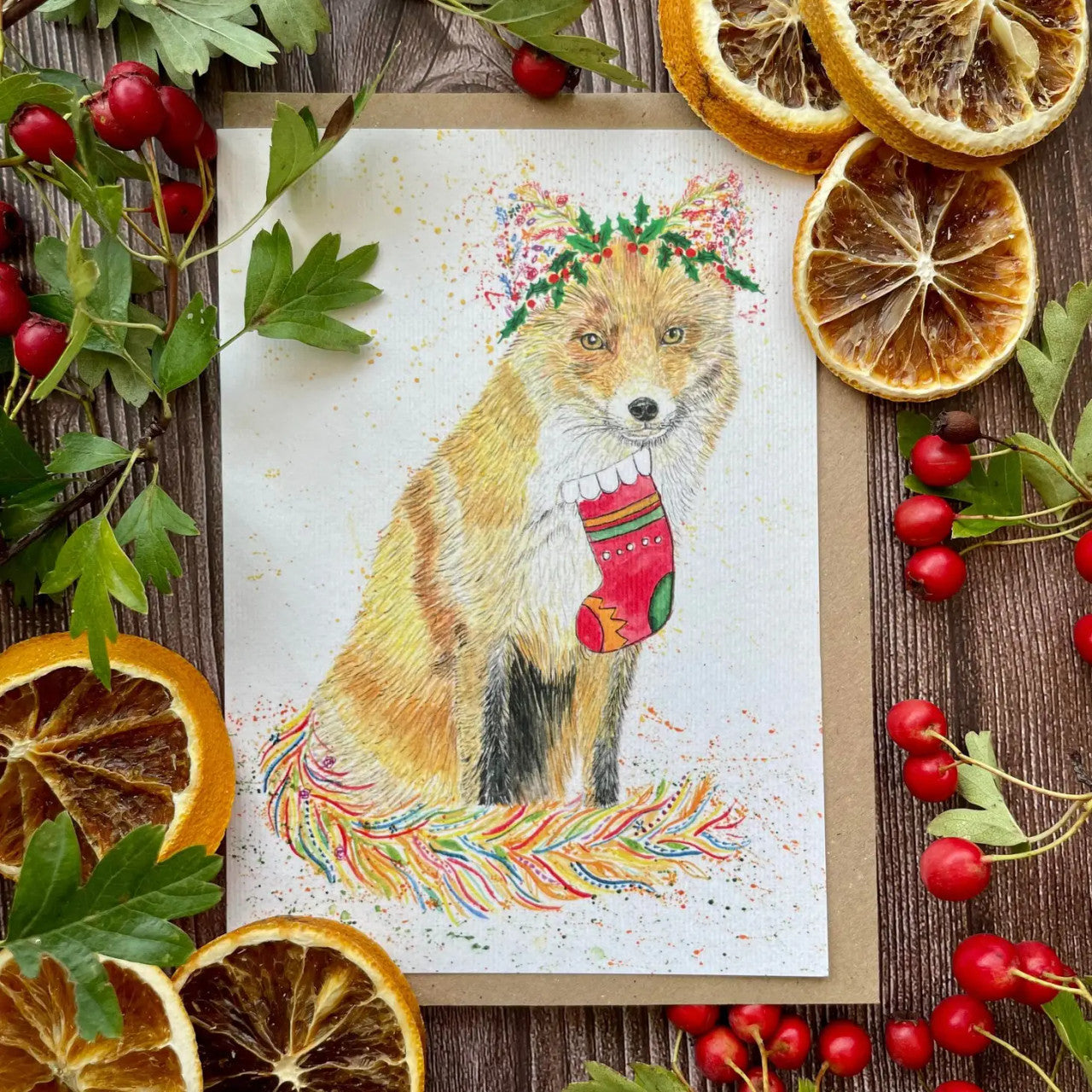 Christmas Fox Eco Card by Jen Winnett
