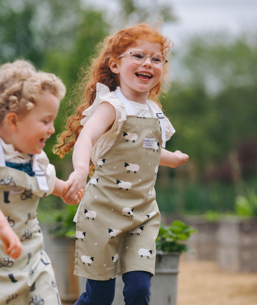 100% Cotton Sheep Kids Apron By Designer Laura Fisher