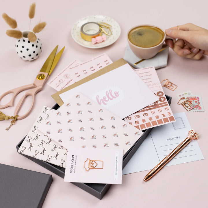Blush and Rose Gold Stationery Box by Notes & Clips.