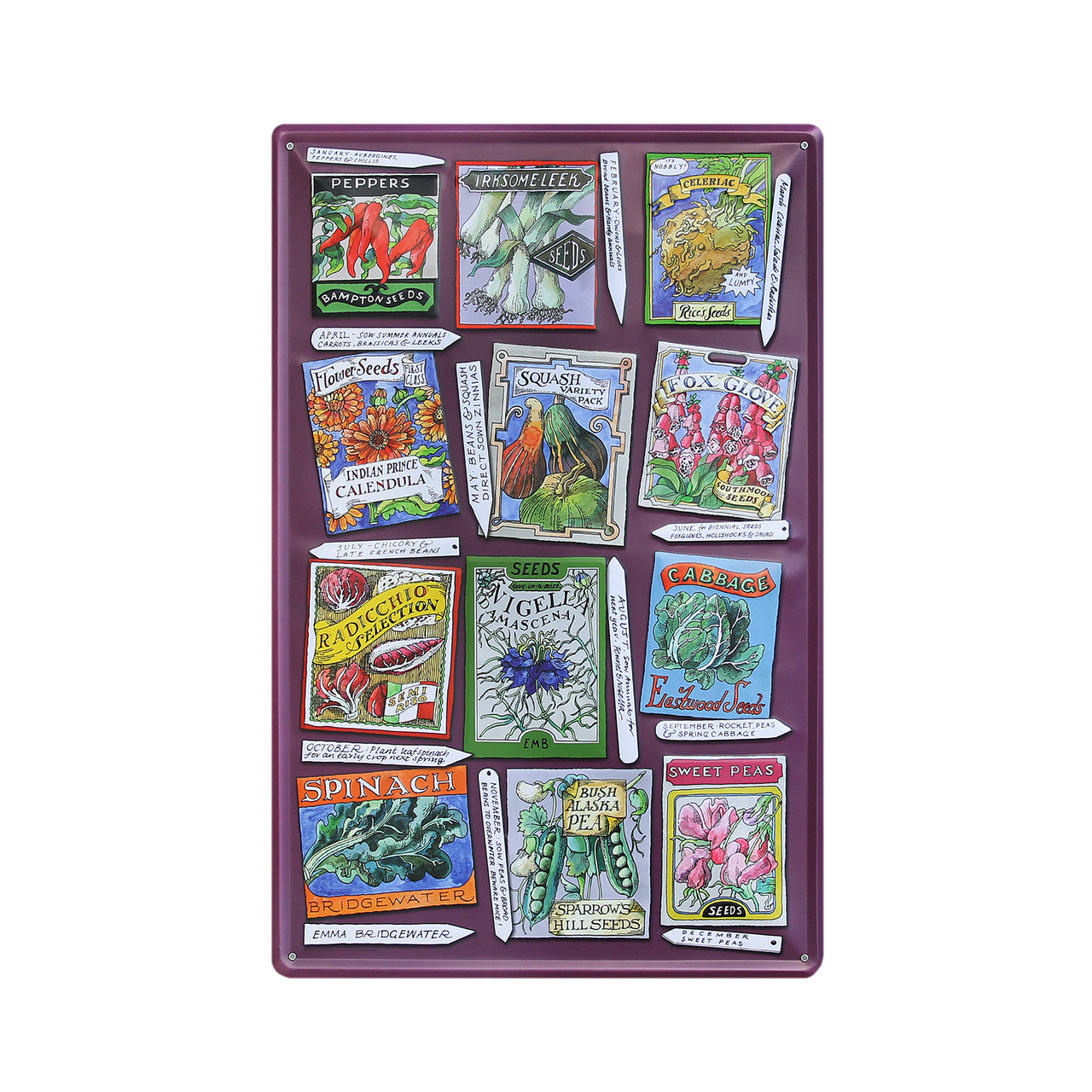 Seed Packets Embossed Metal Sign by Emma Bridgewater