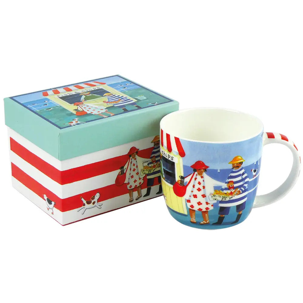 Fish & Chips Bone China Mug by Claire Henley for Emma Ball