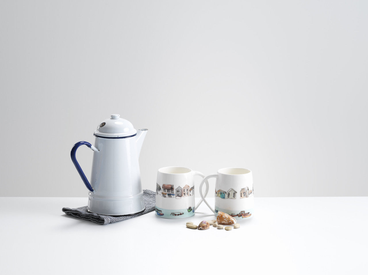 Boats and Houses Bone China Mug by Helen Beard.