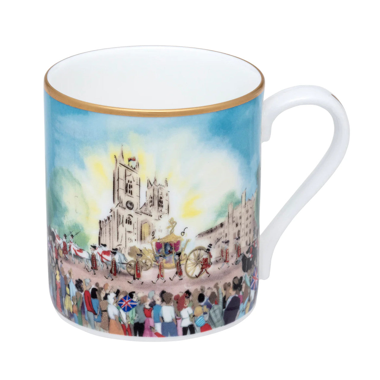 The Coronation at Westminster Abbey Bone China Mug by Halcyon Days. Made in England.