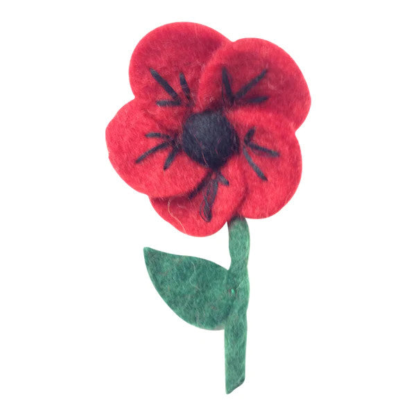 Stemmed Poppy Brooch