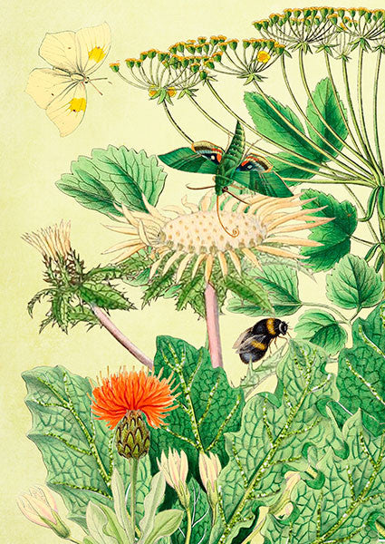 Jini's Garden Glitter Greetings Card by Madame Treacle.