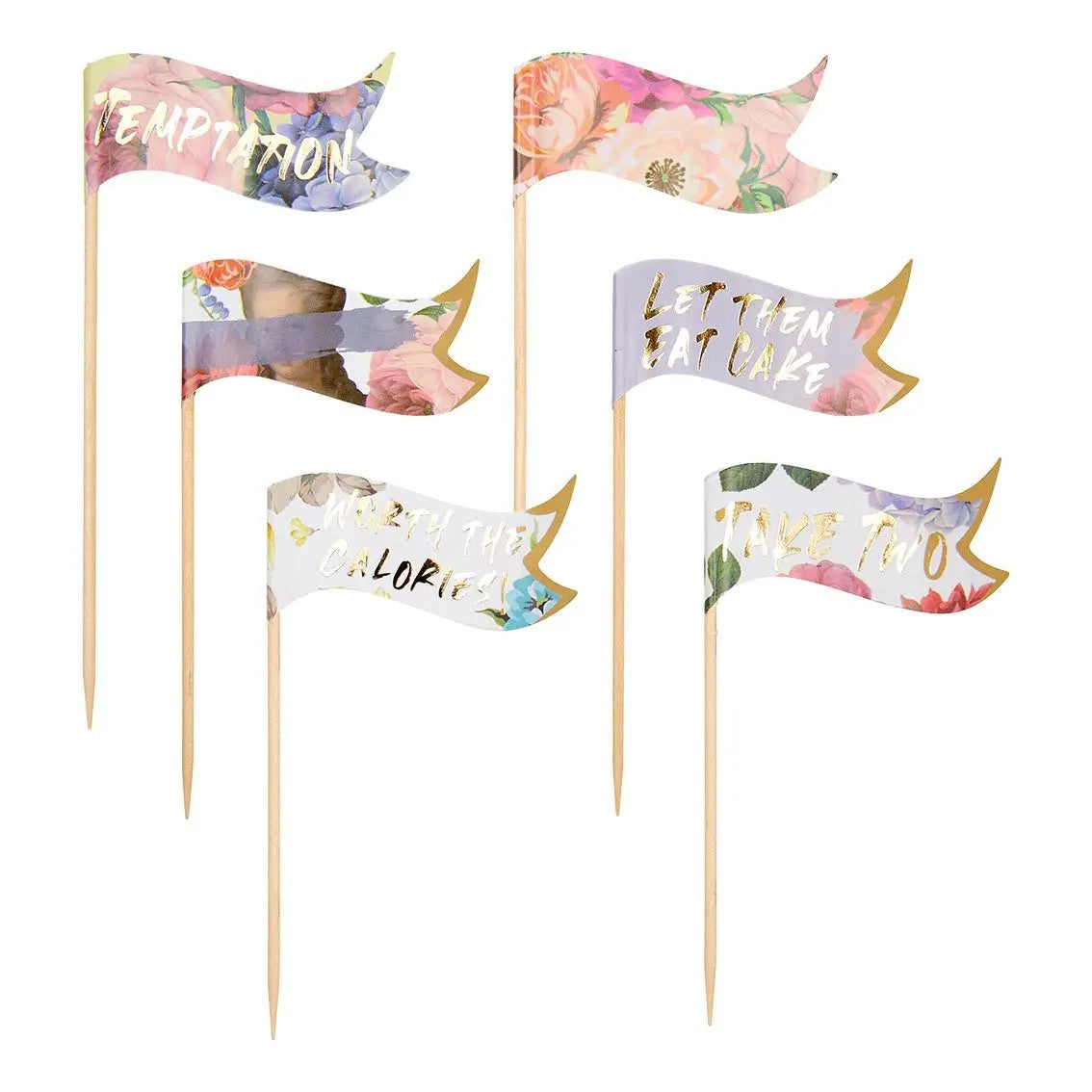 Floral Cocktail Stick Food Flags - 24 pack