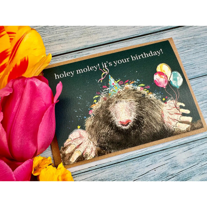 Holey Moley Mole Birthday Eco-card
