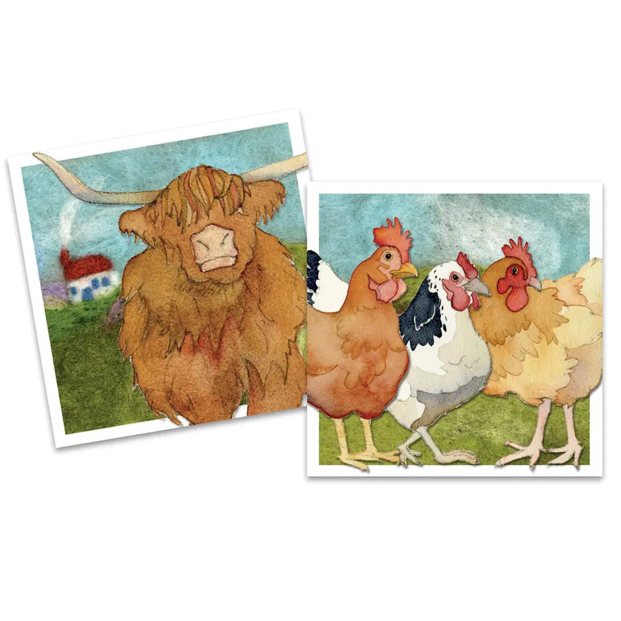 Felted Farm pack of 10 Mini Notecards
