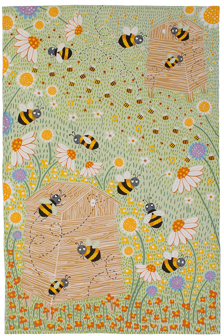 Daisy Bees 100% Cotton tea towel by Ulster Weavers.