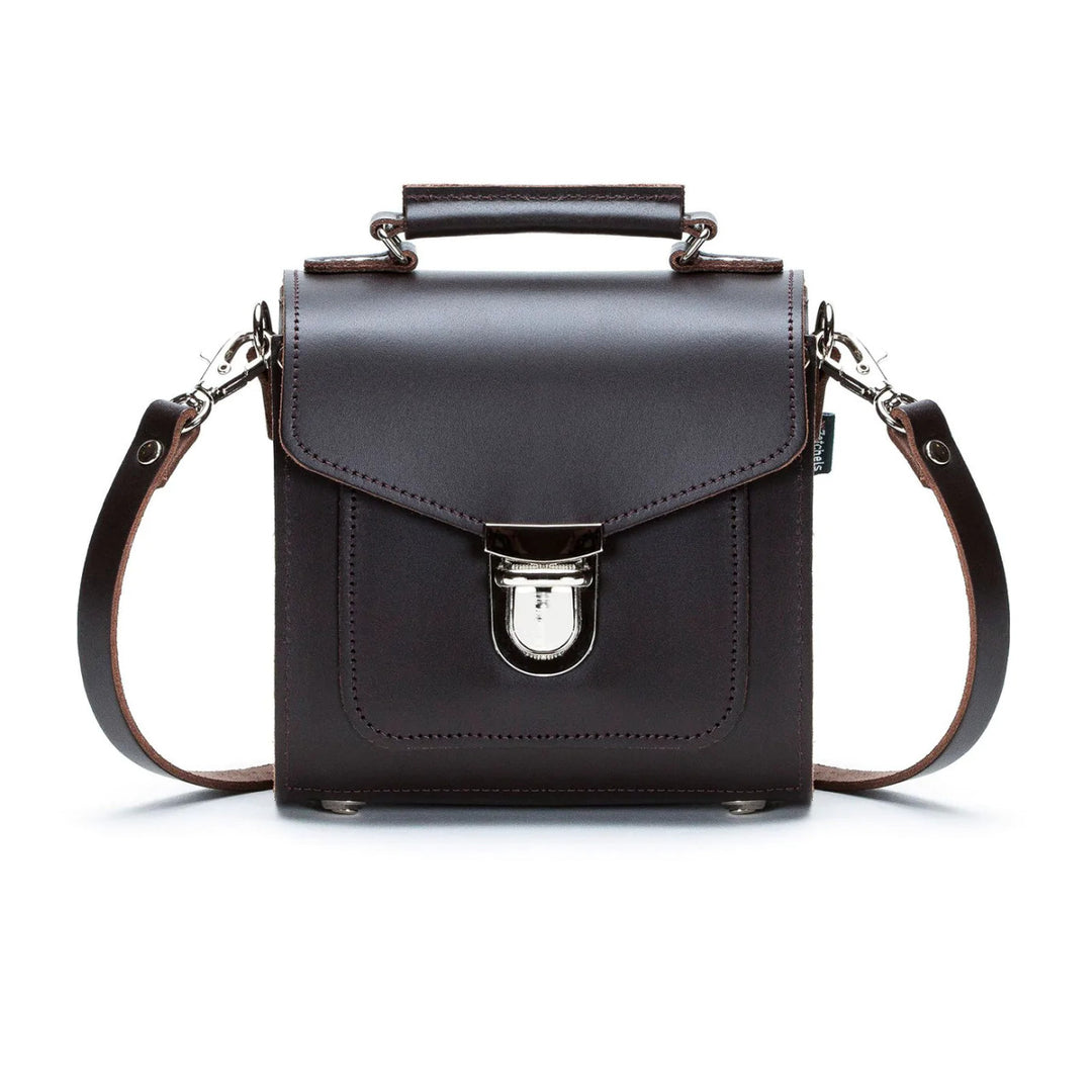 Zatchels Handmade Leather Sugarcube Dark Brown Small Handbag
