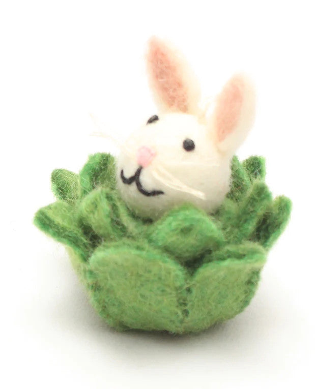 Cabbage Bunny Hand Felted Decoration