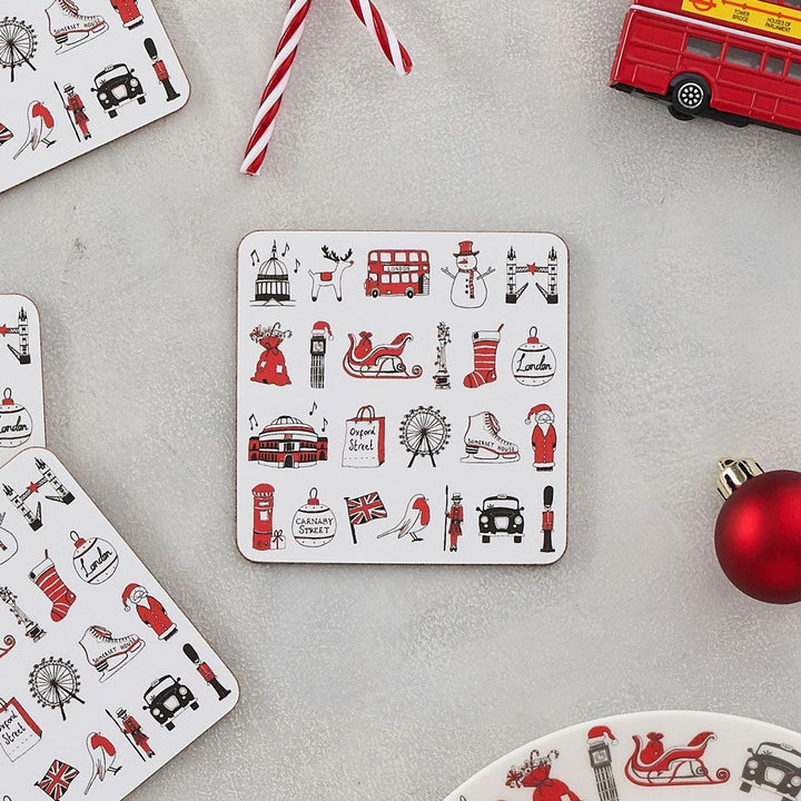London Christmas Set of 4 Coasters from Victoria Eggs.