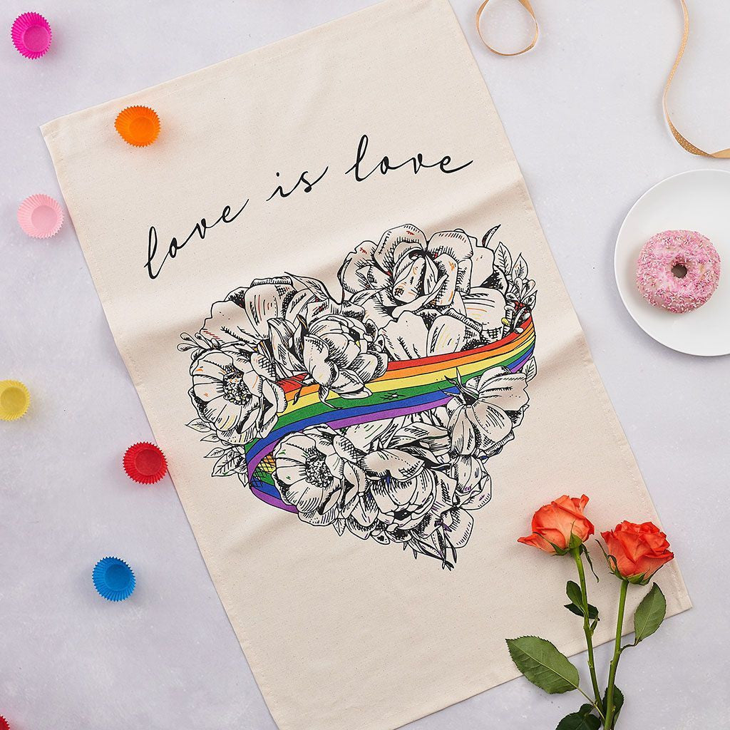 100% cotton Love is Love Tea Towel from Victoria Eggs.