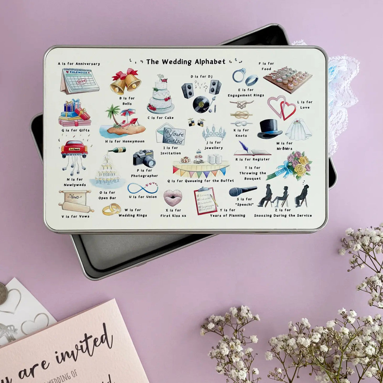 The Wedding Alphabet Keepsake Storage Tin