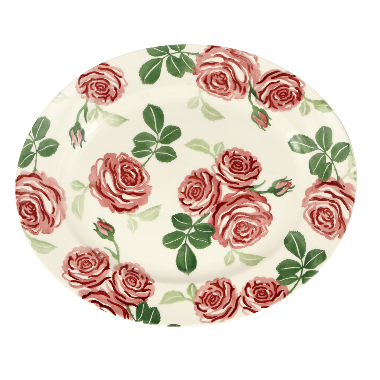 Pink Roses Oval Platter-- Hand made in England