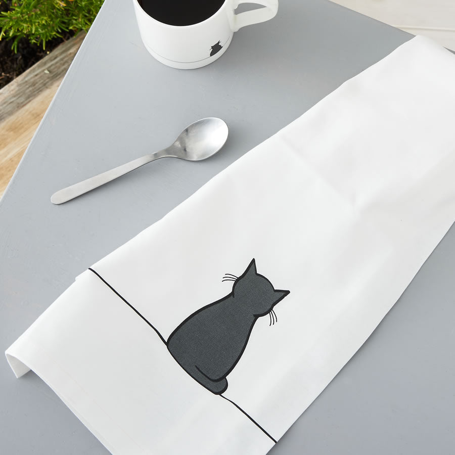 Sitting Cat Tea Towel by Jin Designs.