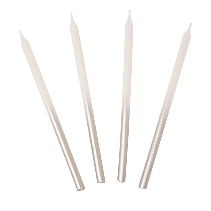 White and Silver Birthday Candles - 16 pack