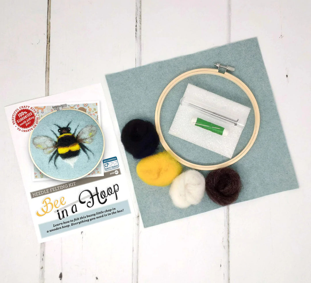 Bee in a Hoop Needle Felting Kit from The Crafty Kit Co. Made in Scotland