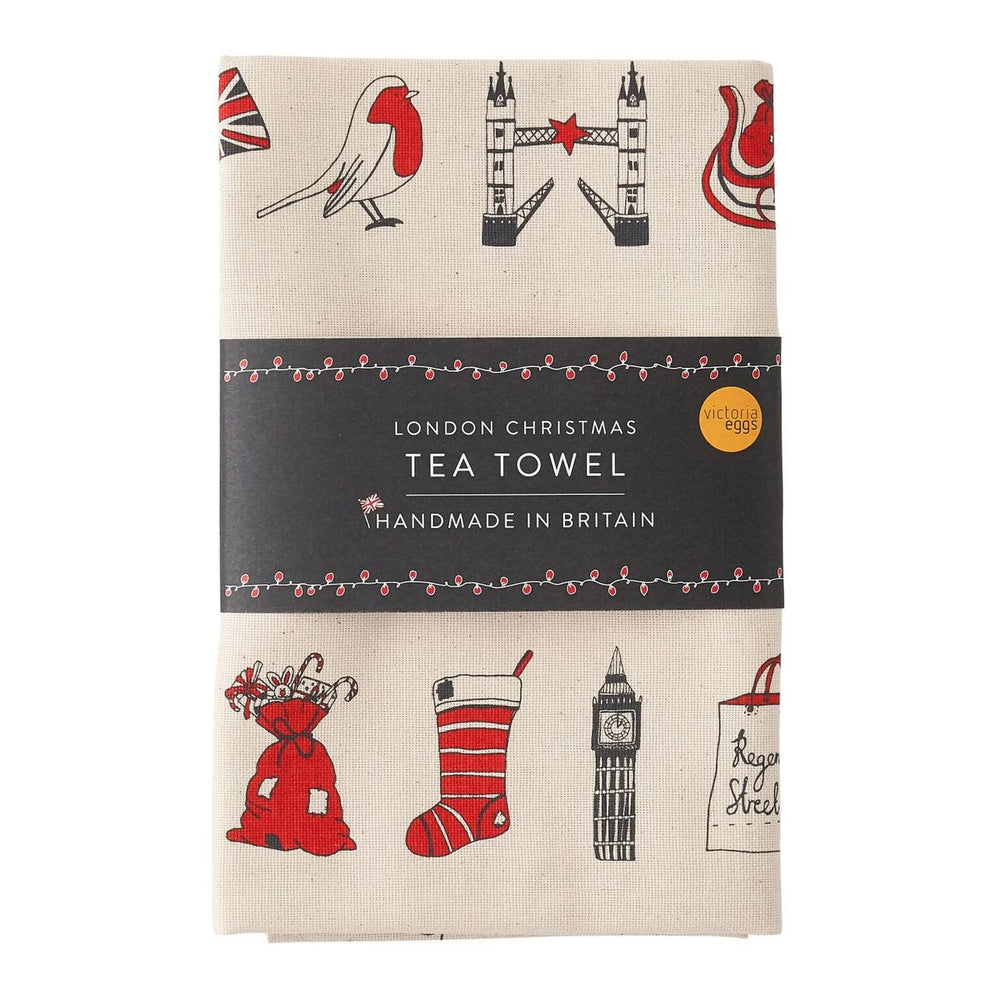 London Christmas cotton tea towel from Victoria Eggs.