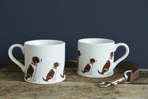 Pottery Springer Spaniel (Liver & White) mug from Sweet William Designs.