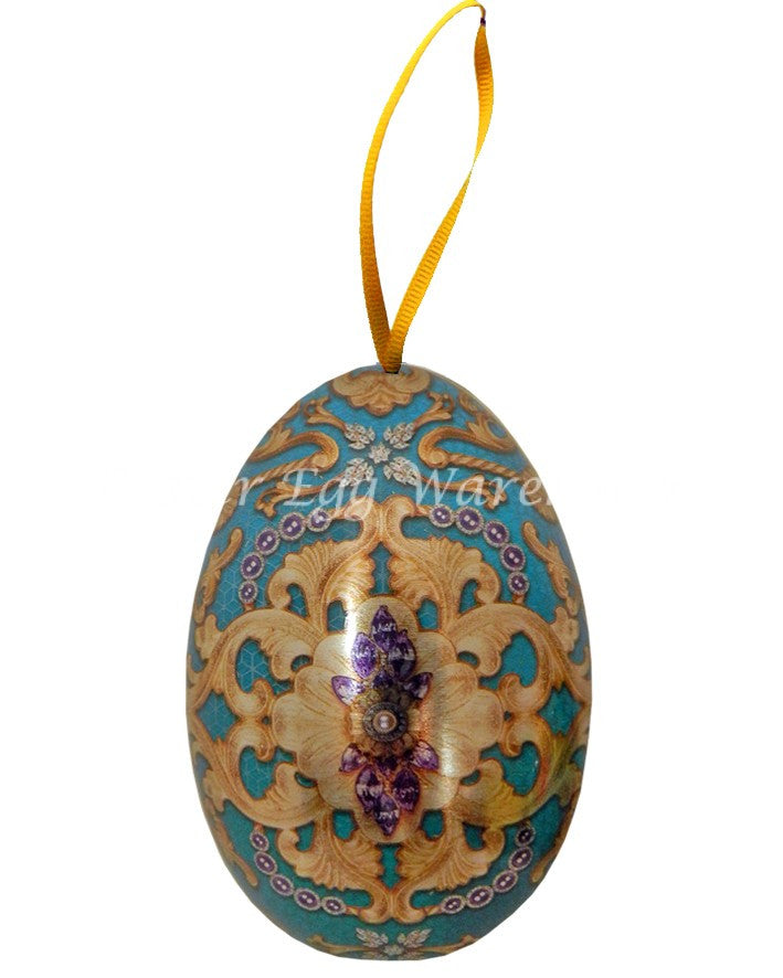 Damask Mini Tin Easter Eggs - Turquoise