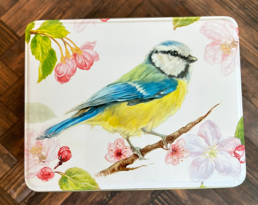 Jo Stockdale Blue Tit Deep Rectangular Tin.