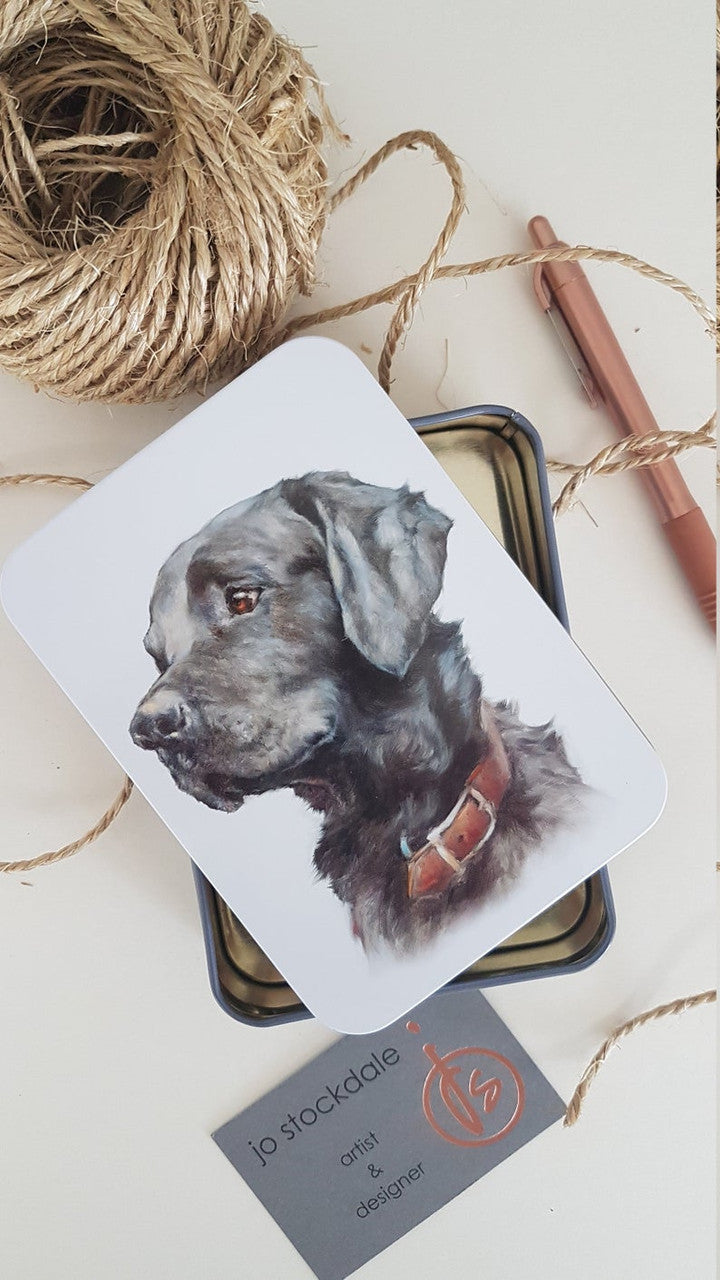 Jo Stockdale Best Friends Black Lab Small Rectangular Tin.