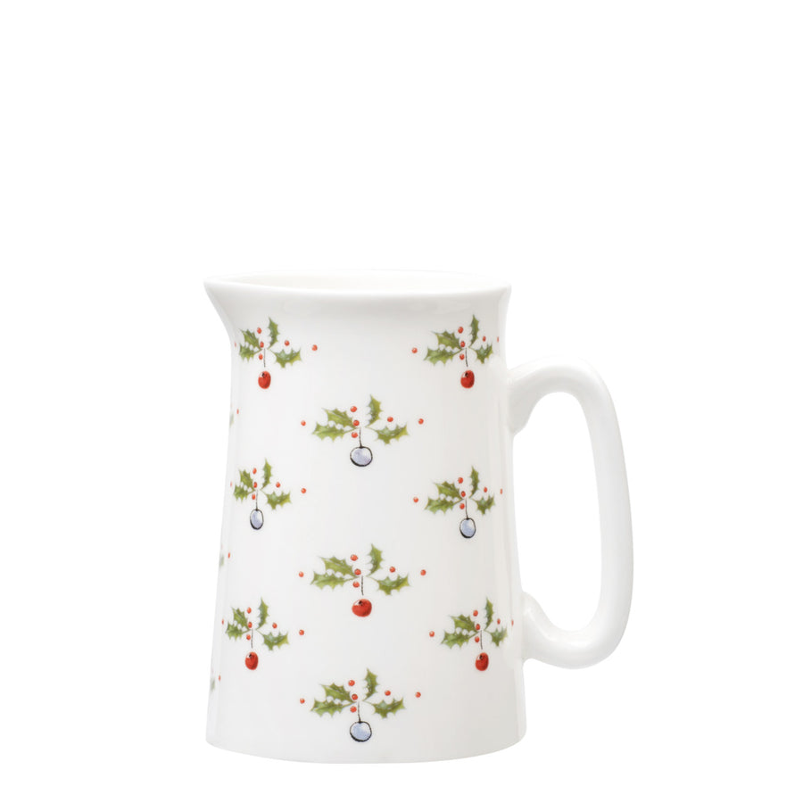 Holly and Berry Bone China Medium Jug by Jane Abbott
