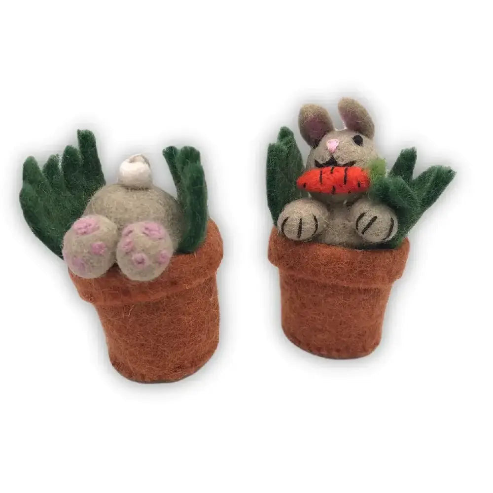 Hello & Curious Bunny Hand Felted Decoration Set.