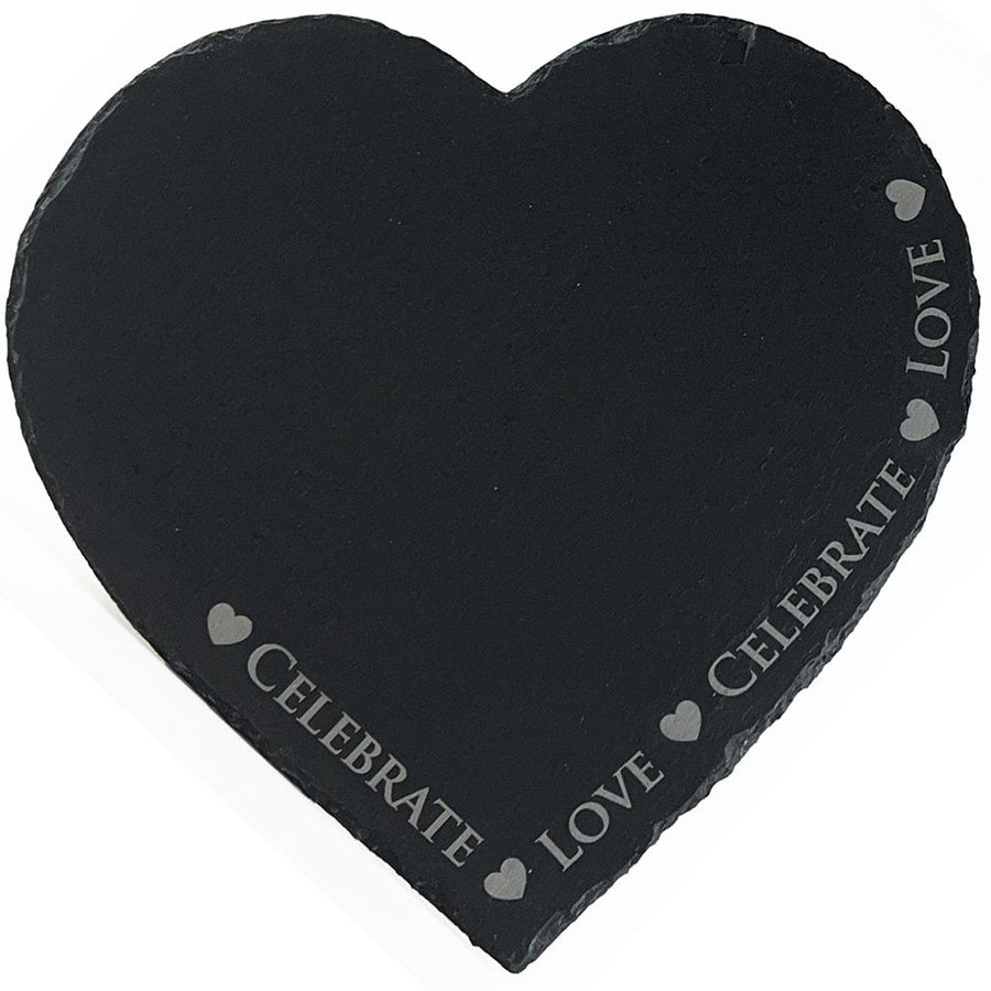 Love & Celebrate Heart Slate Cheese Board by Sellae House.