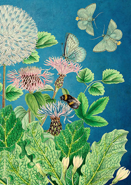 Thistle and Bee Glitter Greetings Card by Madame Treacle.