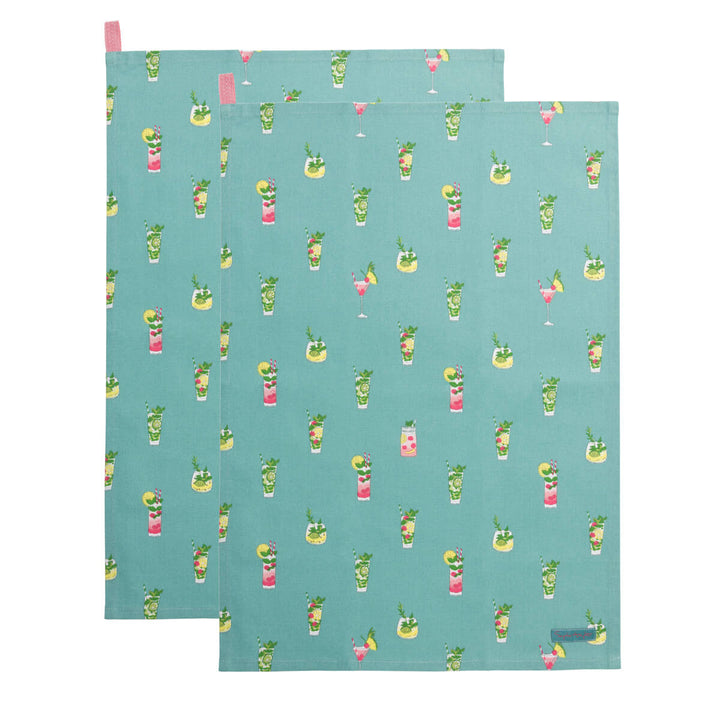 Cocktails Set of 2 Tea Towels by Sophie Allport.