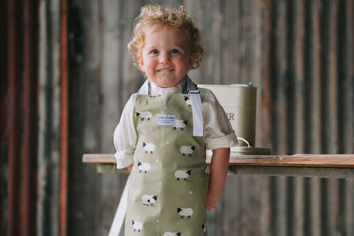 100% Cotton Sheep Kids Apron By Designer Laura Fisher