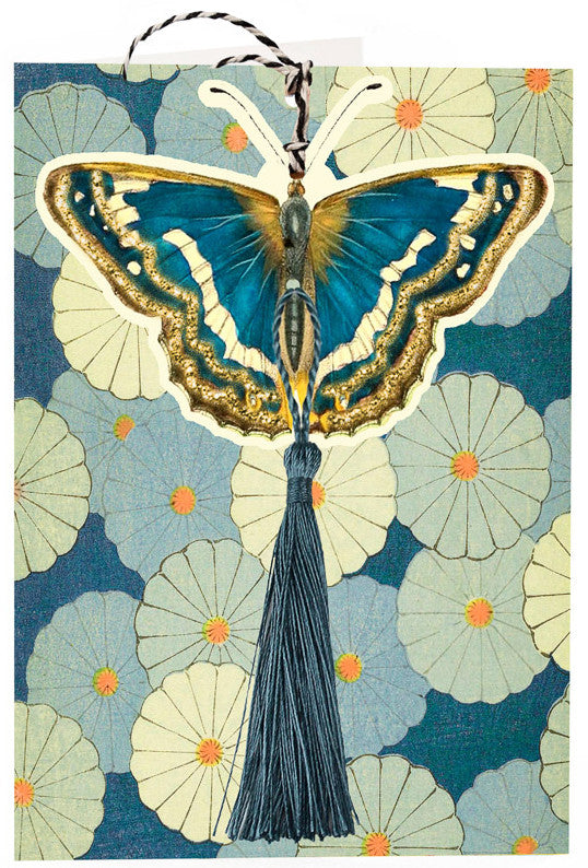 Blue Butterfly Hanging Fandangle Card by Madame Treacle
