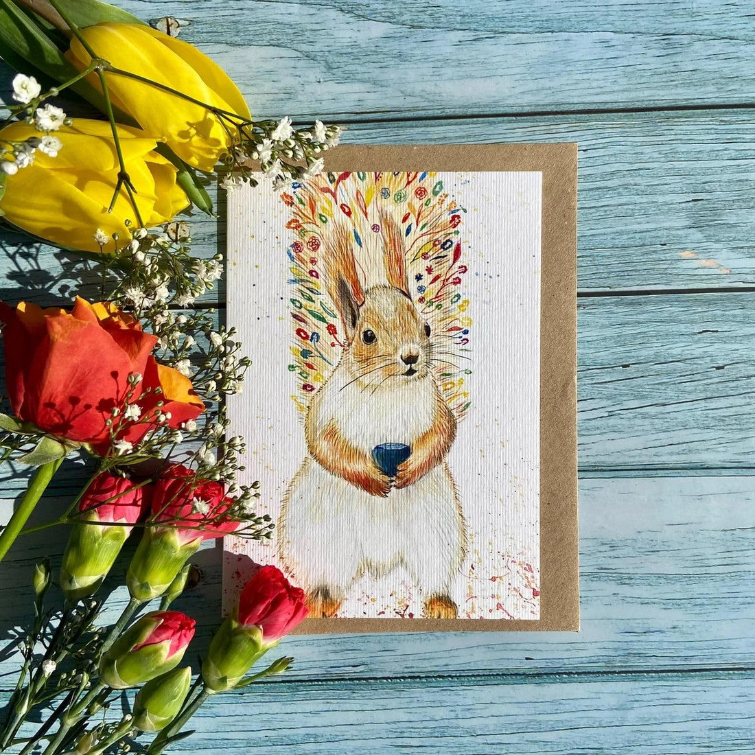 Sammy the Squirrel Greetings Eco Card by Jen Winnett
