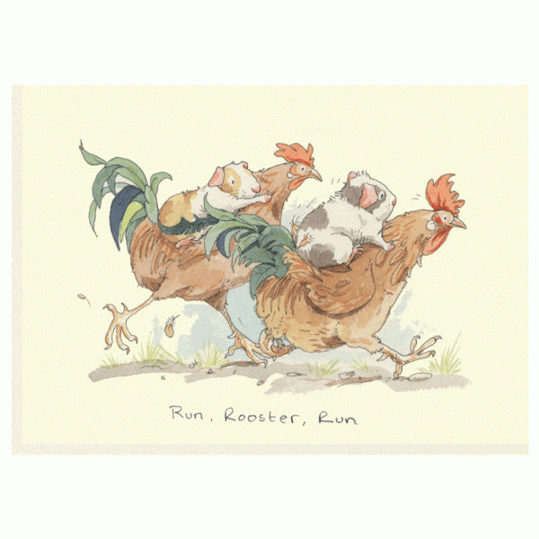 Run, Rooster, Run Greetings Card by Anita Jeram.