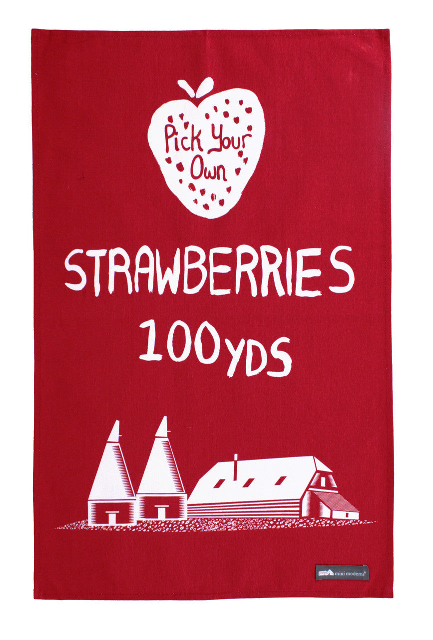 Mini Moderns strawberries cotton tea towel from Ulster Weavers.
