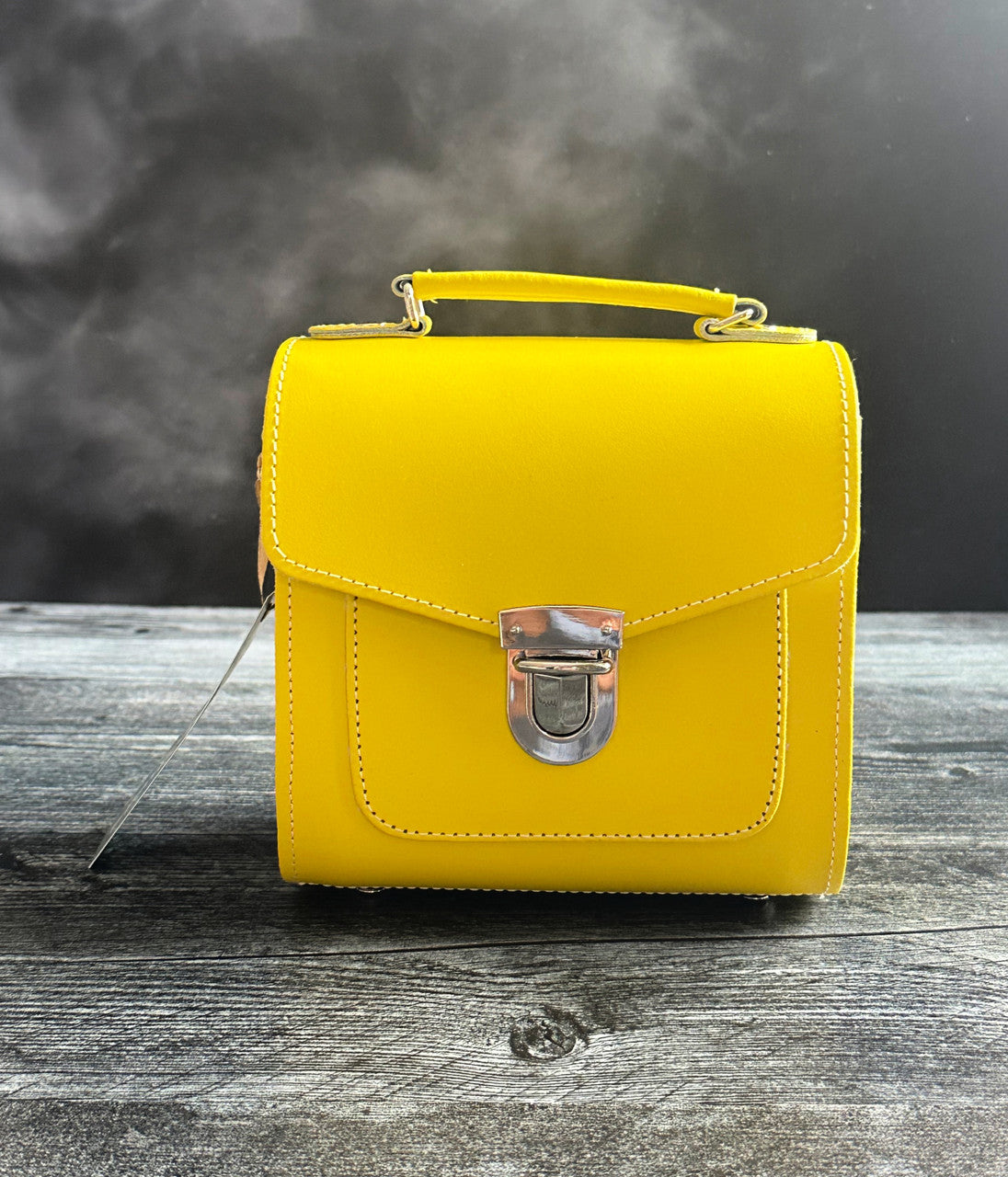 Zatchels Handmade Leather Sugarcube Yellow Small Handbag 