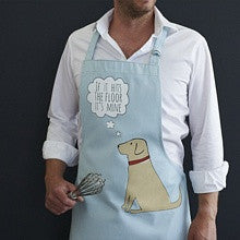 Organic cotton yellow labrador apron from Sweet William Designs.