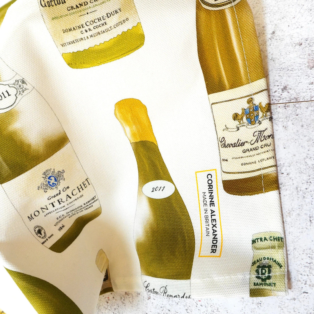 White Burgundy Cotton Tea Towel by Corinne Alexander.