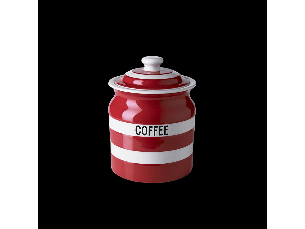 Cornishware Striped Coffee Storage Jar - red
