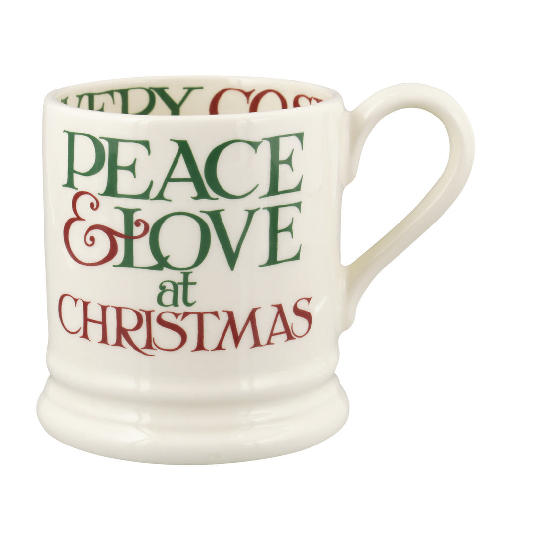 Emma Bridgewater Christmas Toast 'Peace & Love' 1/2 Pint Mug