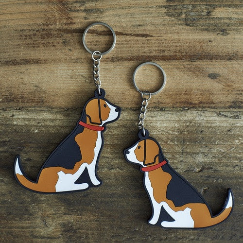 PVC Double-Sided Mischievous Mutts Key Ring - Beagle