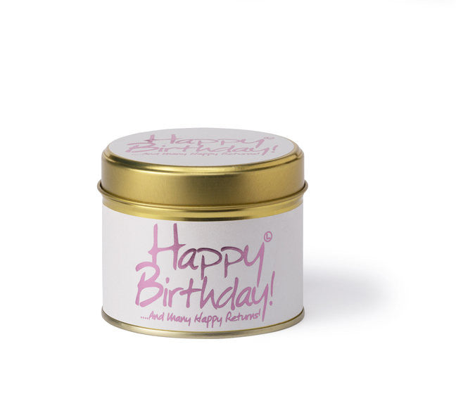 Happy Birthday Scented Candle from Lily-Flame. Handmade in England.