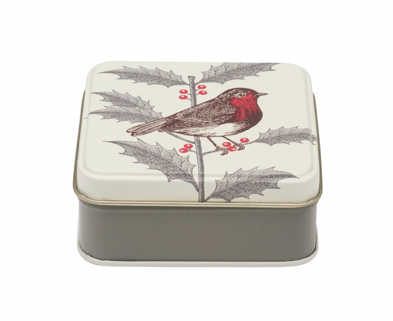 Thornback & Peel small robin & holly tin