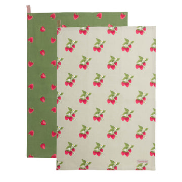 Strawberries Set of 2 Tea Towels by Sophie Allport. Image