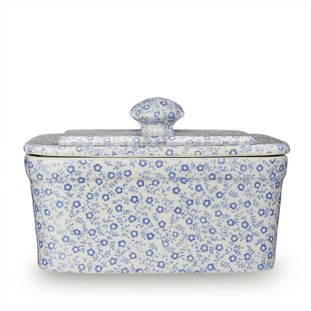 Burleigh Blue Felicity Pottery Butter Dish. Handmade in England.